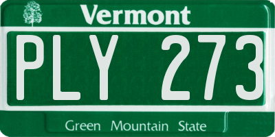 VT license plate PLY273