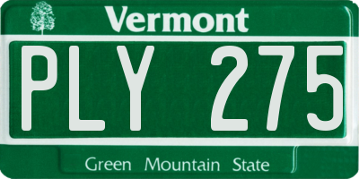 VT license plate PLY275