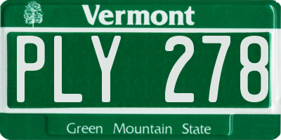 VT license plate PLY278
