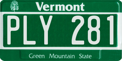 VT license plate PLY281