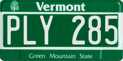 VT license plate PLY285