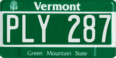 VT license plate PLY287