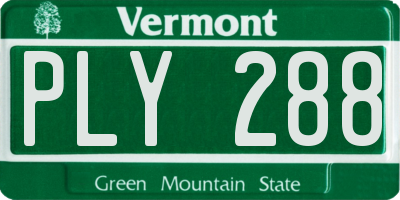 VT license plate PLY288