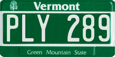 VT license plate PLY289