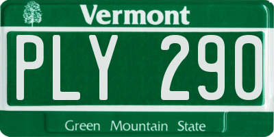 VT license plate PLY290