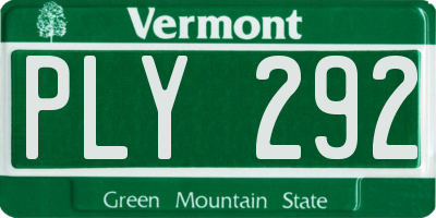 VT license plate PLY292