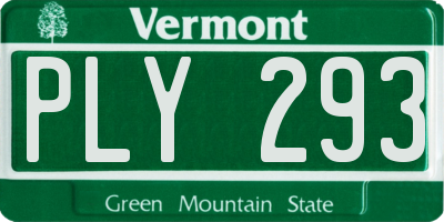 VT license plate PLY293