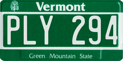VT license plate PLY294