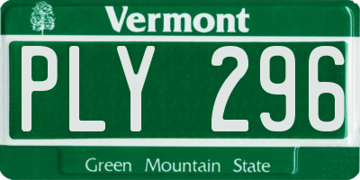 VT license plate PLY296