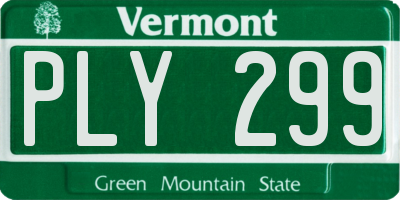 VT license plate PLY299