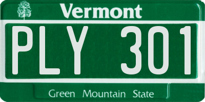 VT license plate PLY301