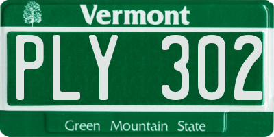 VT license plate PLY302