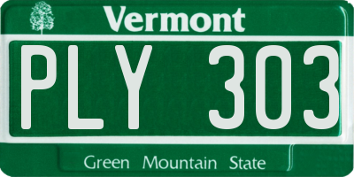 VT license plate PLY303