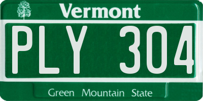 VT license plate PLY304