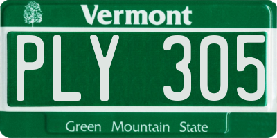 VT license plate PLY305