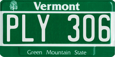 VT license plate PLY306