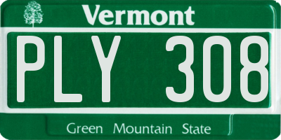 VT license plate PLY308