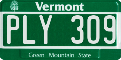VT license plate PLY309