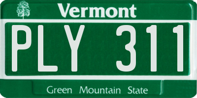 VT license plate PLY311