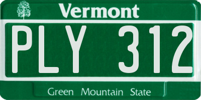 VT license plate PLY312