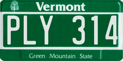 VT license plate PLY314