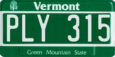 VT license plate PLY315