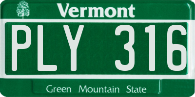 VT license plate PLY316