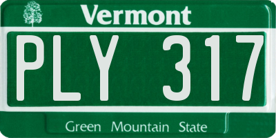 VT license plate PLY317