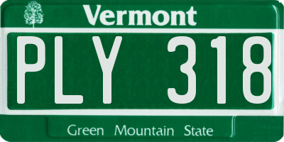 VT license plate PLY318