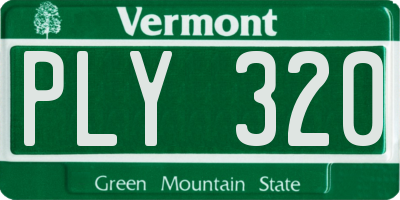 VT license plate PLY320