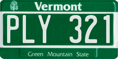 VT license plate PLY321