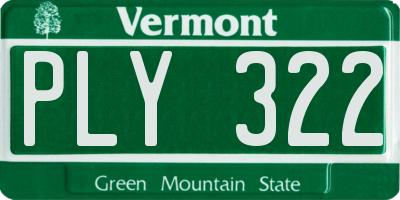 VT license plate PLY322