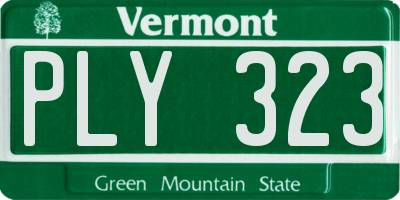 VT license plate PLY323