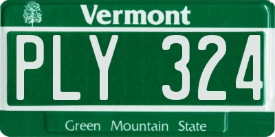 VT license plate PLY324