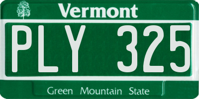 VT license plate PLY325