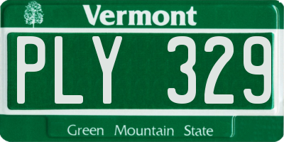 VT license plate PLY329