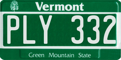 VT license plate PLY332