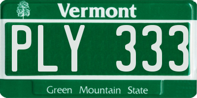 VT license plate PLY333