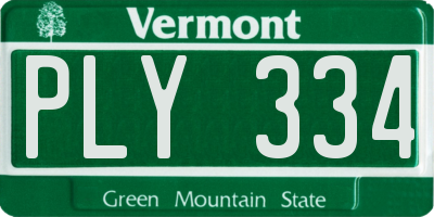 VT license plate PLY334