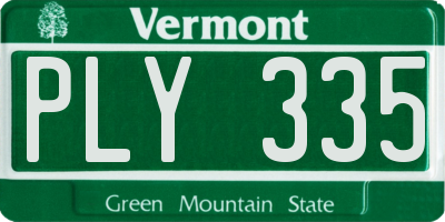VT license plate PLY335