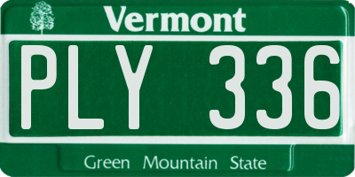 VT license plate PLY336