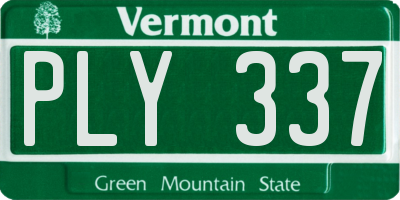 VT license plate PLY337
