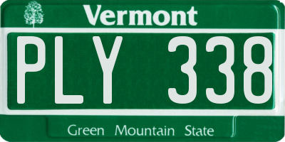 VT license plate PLY338