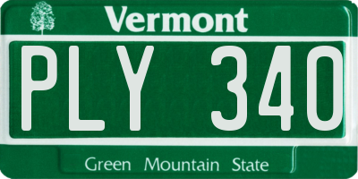VT license plate PLY340