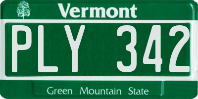 VT license plate PLY342