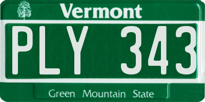 VT license plate PLY343