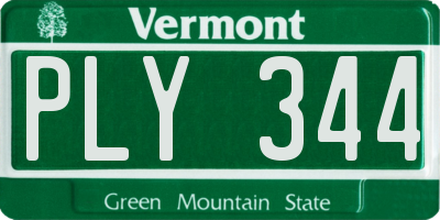 VT license plate PLY344