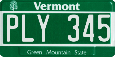 VT license plate PLY345