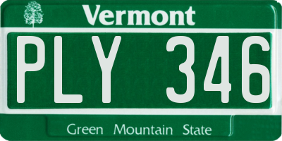 VT license plate PLY346