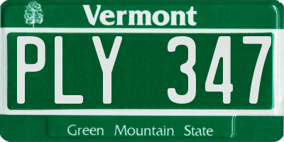 VT license plate PLY347